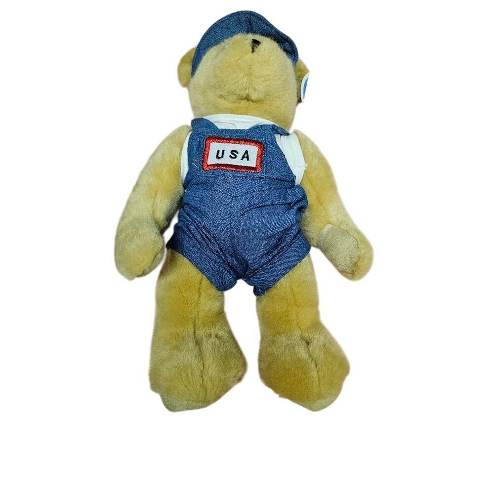 Nova World Team USA Teddy Bear Plush Denim Overalls Hat